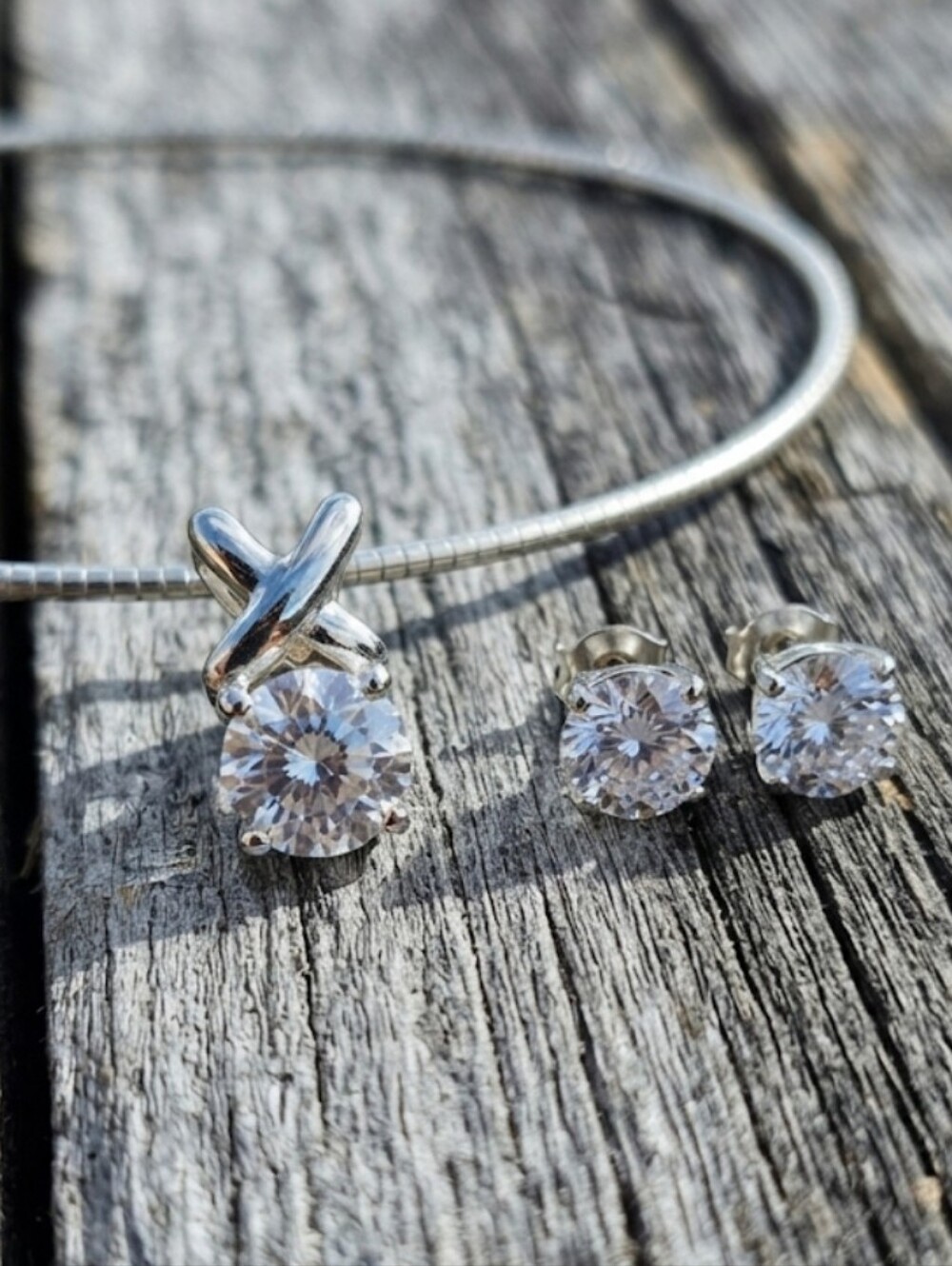 Sterling Silver CZ Necklace SET